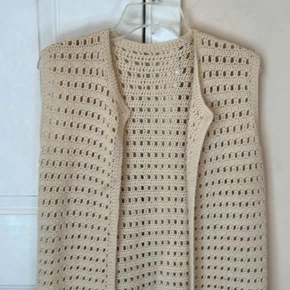 Handmade crouched open Cardigan Fringe trim Sleeves Size L - Picture 6 of 10